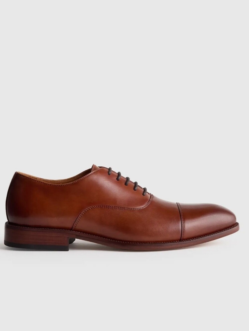 Quince Italian Leather Cap Toe Oxfords - Cognac
